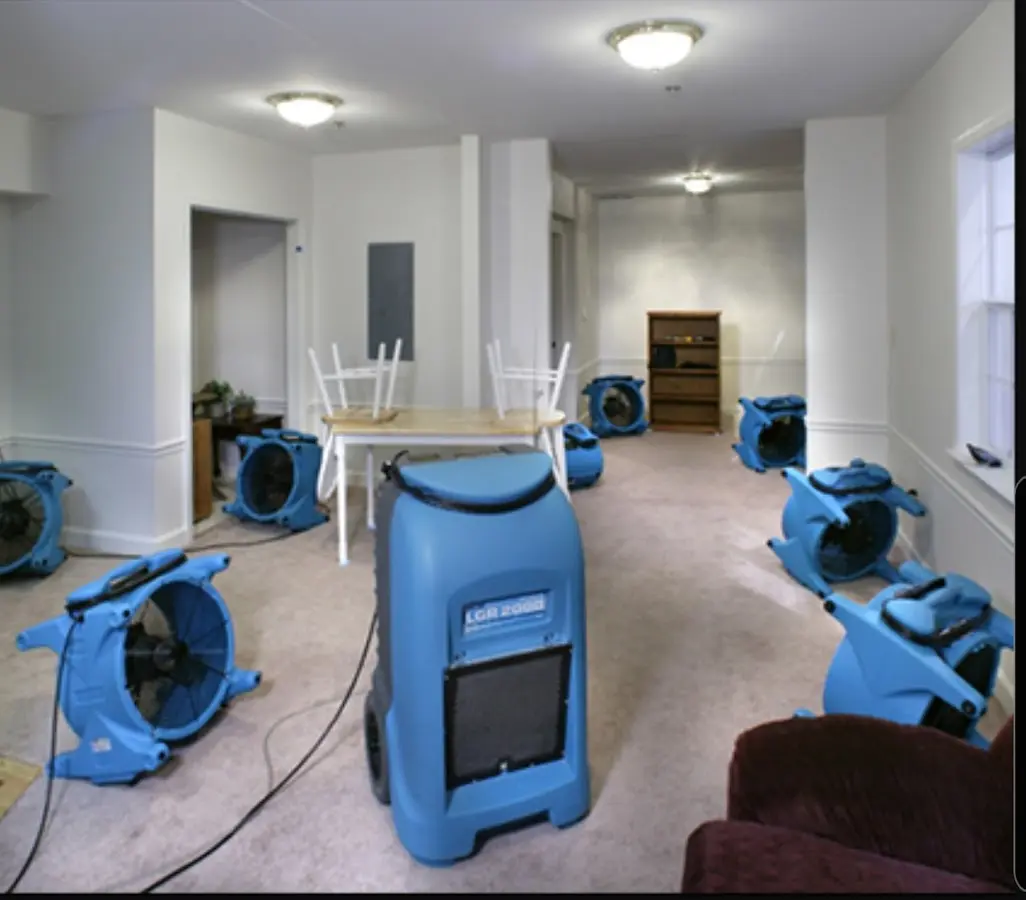 Air movers and dehumidifier setup for Water Extraction & Removal in Fortuna
